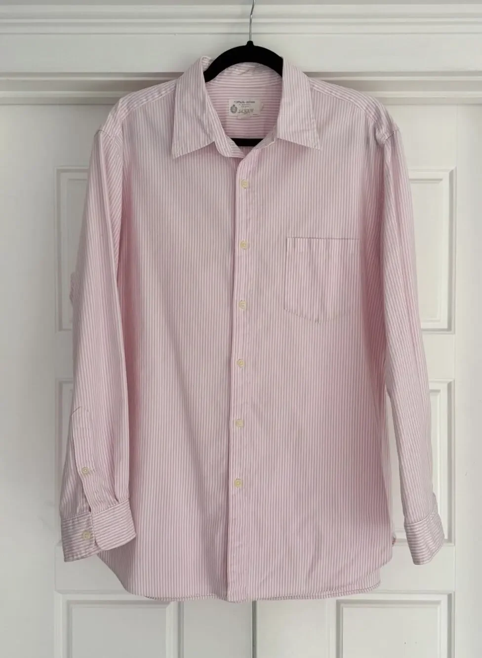 J.Crew Vintage Oxford Shirt Men’s Large L Pink White Striped Button Down Shirt